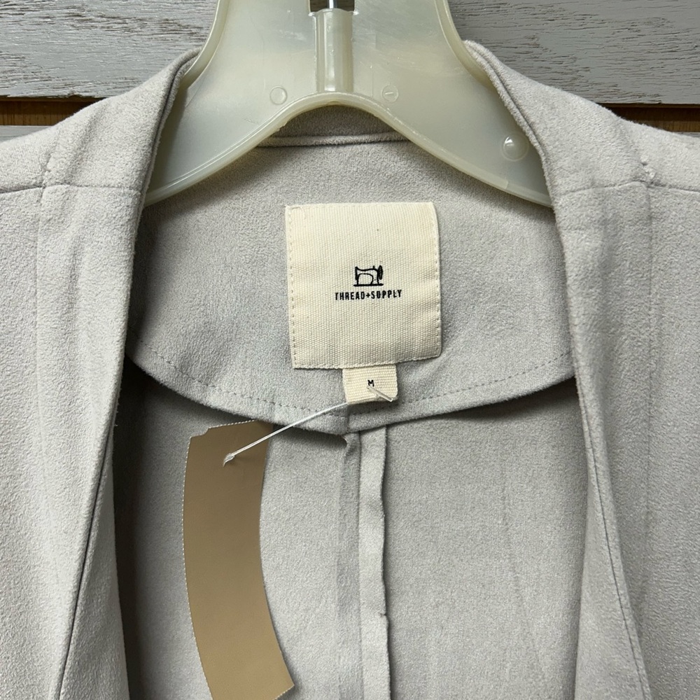 Thread & Supply Light Suede Cream Open Front Cardigan - Picture 4 of 11